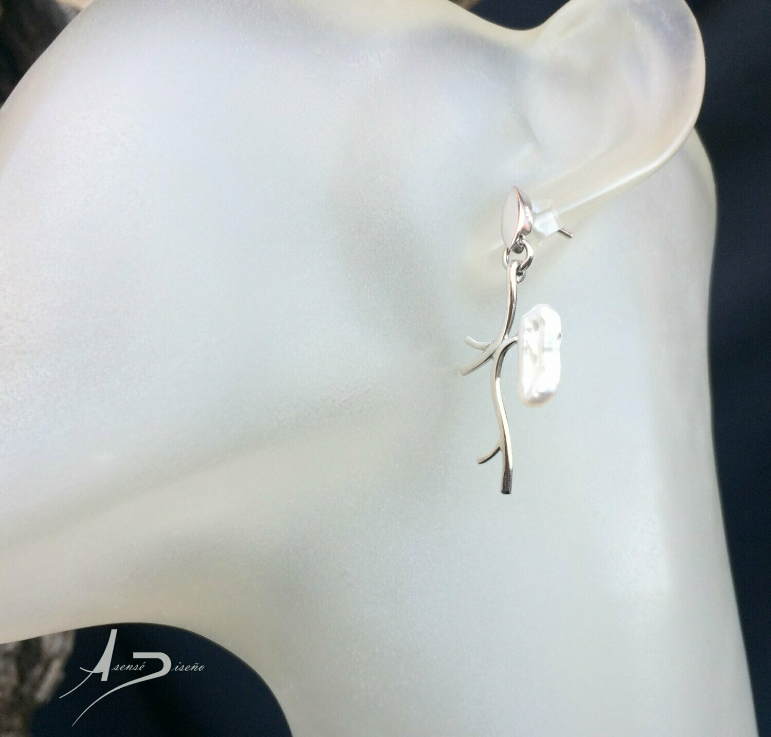 Raíces Perla Blanca Pendientes Raíces Perla Blanca Pendientes
