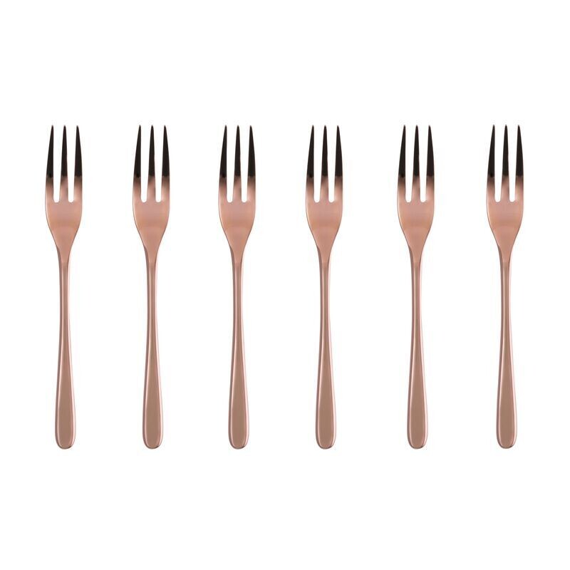 SAMBONET TAARTVORKEN TASTE 6-DELIG - KOPER BLINKEND