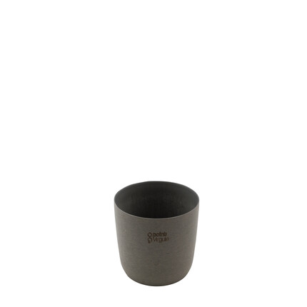 POINT VIRGULE BLOEMPOT UIT GERECYCLED PLASTIC, HOUT- EN STEENPOEDER DONKERGRIJS Ø 10.5CM H 9.2CMM