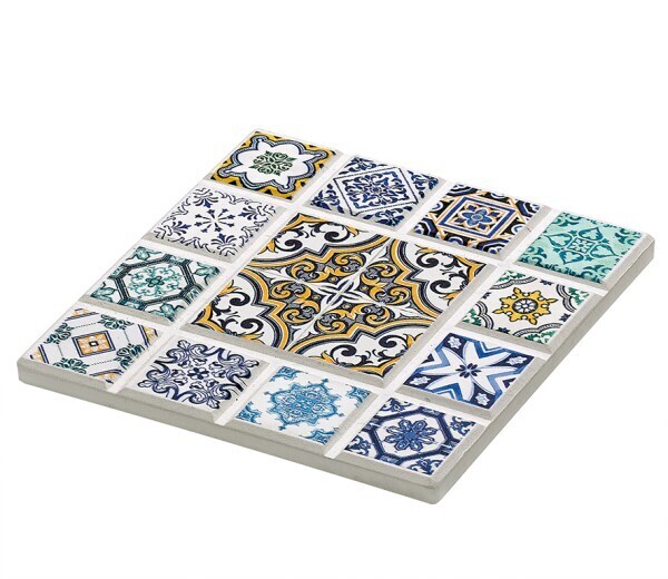 ZASSENHAUS GLAZENONDERZETTER 11CM MARRAKESH BLAUW/WIT/GEEL