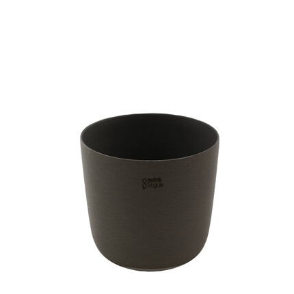 POINT VIRGULE BLOEMPOT UIT GERECYCLED PLASTIC, HOUT- EN STEENPOEDER ZWART Ø 18CM H 15.8CM