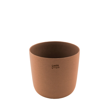 POINT VIRGULE BLOEMPOT UIT GERECYCLED PLASTIC, HOUT- EN STEENPOEDER TERRACOTTA Ø 18CM H 15.8CM