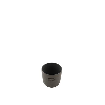 POINT VIRGULE BLOEMPOT UIT GERECYCLED PLASTIC, HOUT- EN STEENPOEDER DONKERGRIJS Ø 8CM H 7CM