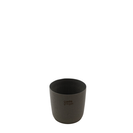 POINT VIRGULE BLOEMPOT UIT GERECYCLED PLASTIC, HOUT- EN STEENPOEDER ZWART Ø 10.5CM H 9.2CM