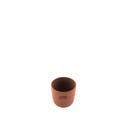 POINT VIRGULE BLOEMPOT UIT GERECYCLED PLASTIC, HOUT- EN STEENPOEDER TERRACOTTA Ø 8CM H 7CM