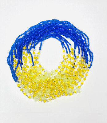 African Waist Beads blue and yellow 