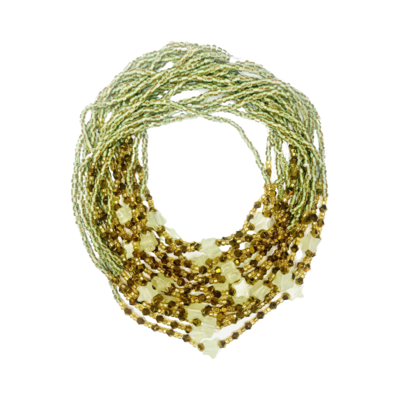 African Waist Beads green and gold 