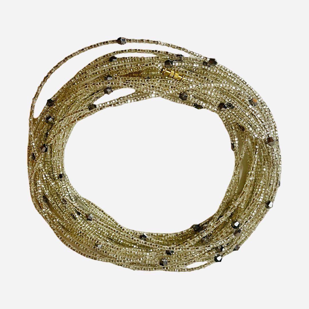 African Waist Beads white and silver 