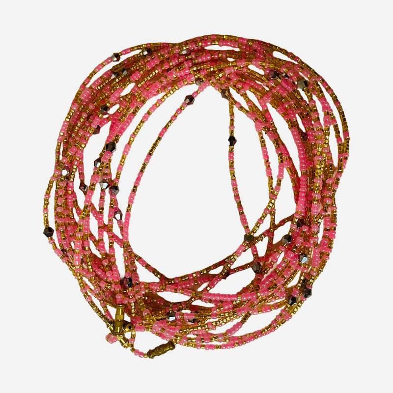 Afrikaanse taille kralen roze en goud