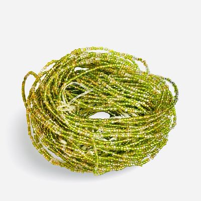 African Waist Beads green and gold 118 Cm