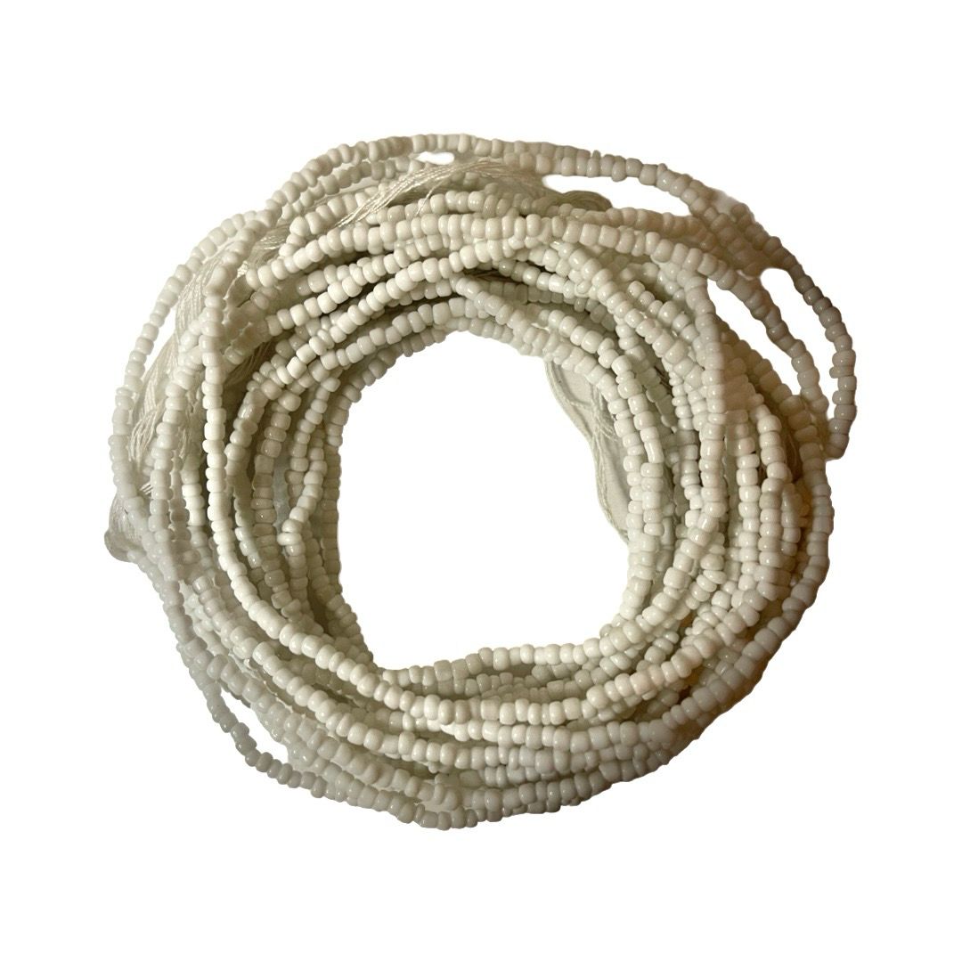 African Waist Beads white 122 cm