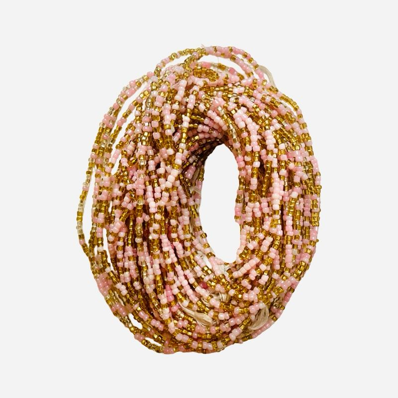 African Waist Beads Pink & Gold