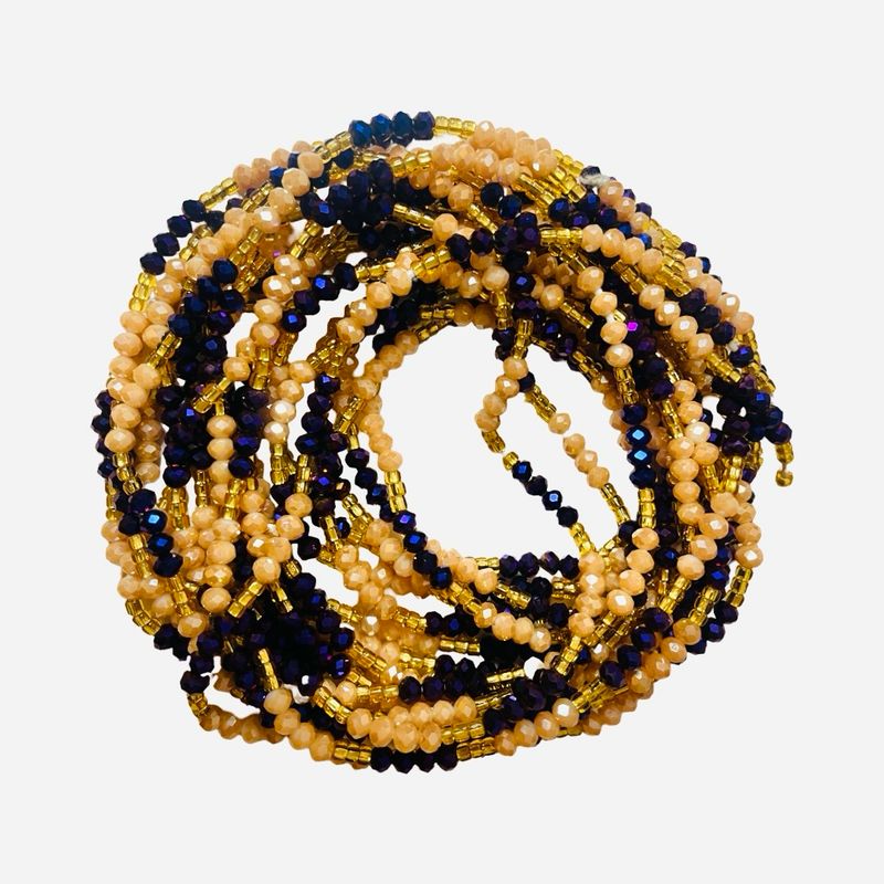 African Waist Beads Blue & Beige