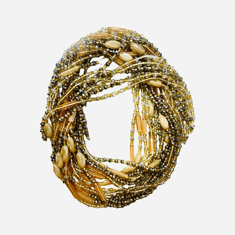 African Waist Beads Gold & Beige