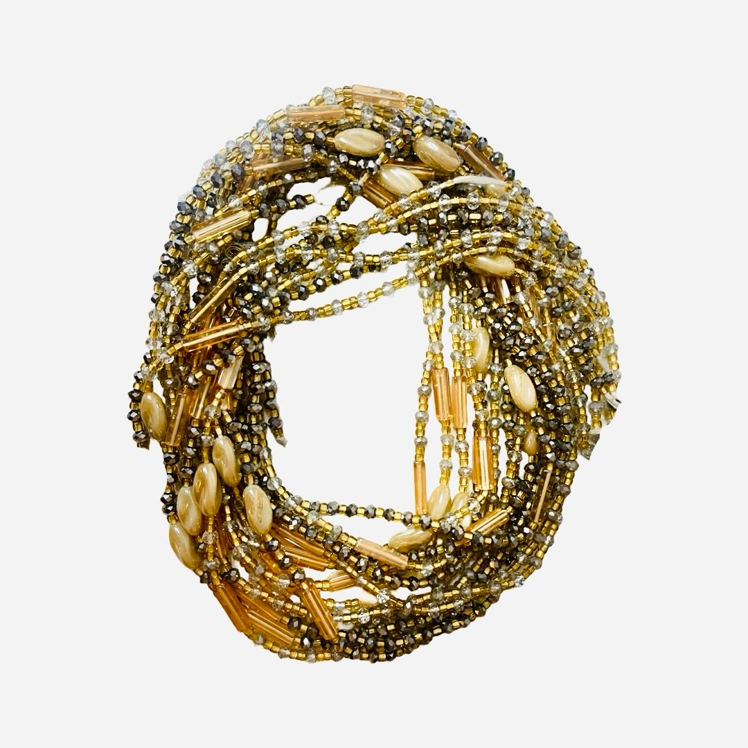 African Waist Beads Gold & Beige