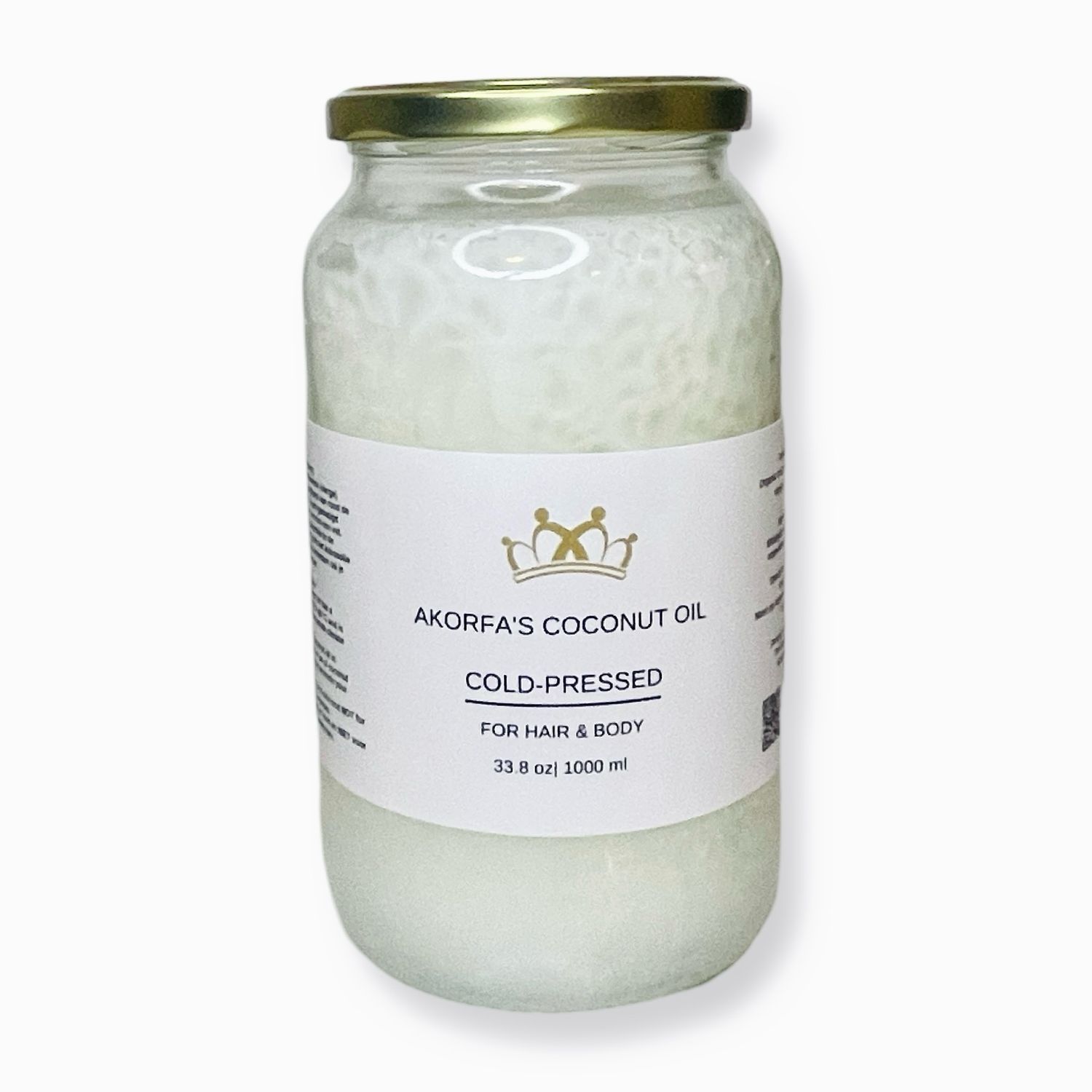 100% Organic  virgin cold pressed coconut oil 1000 ml