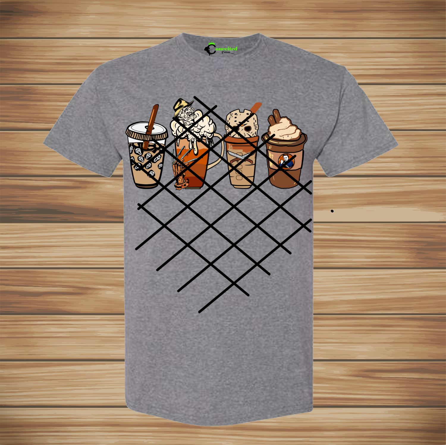 Horror Film Inspired Shirt, Sleeves: Short Sleeve, Color: Gray