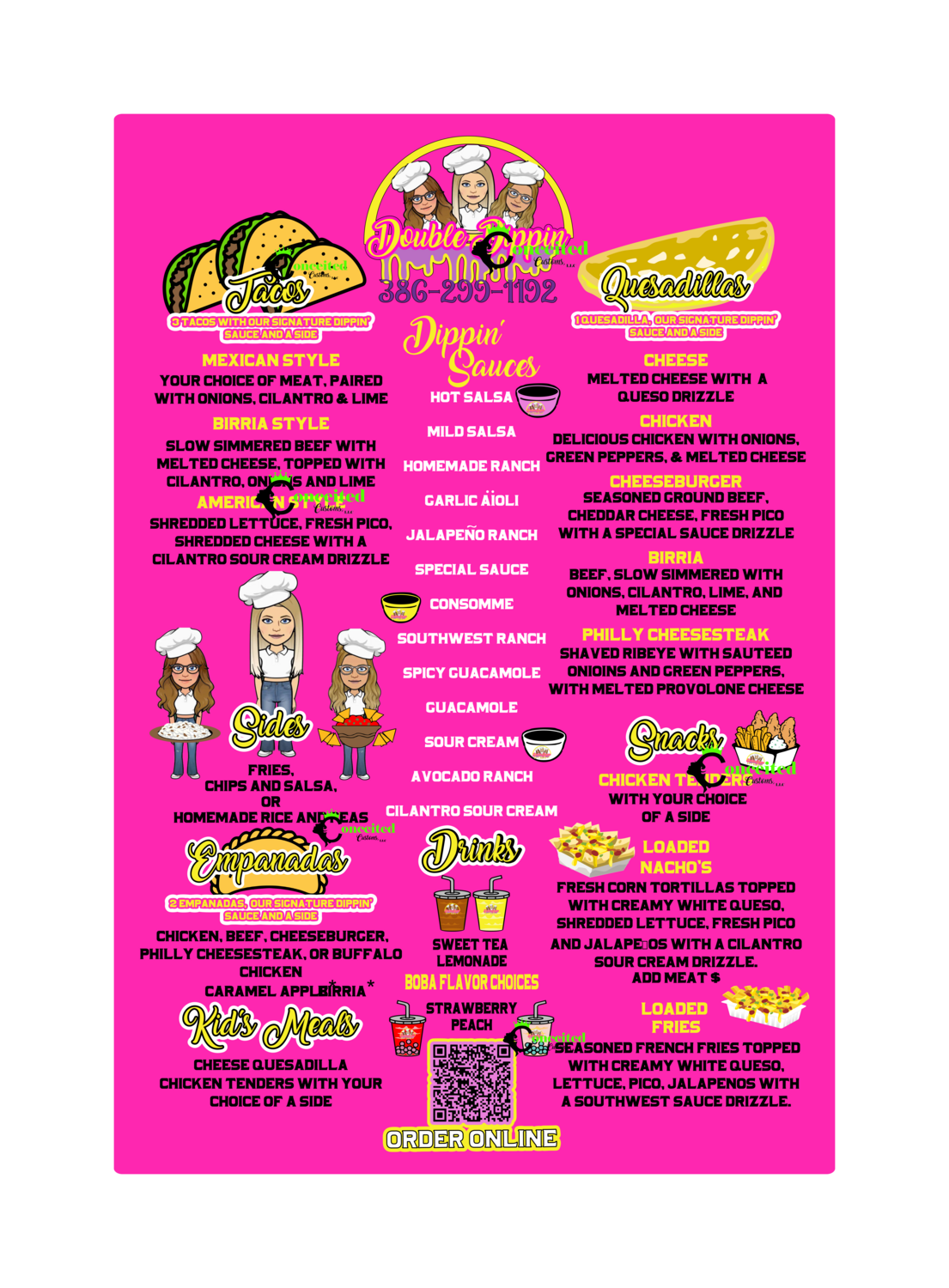 Custom Menus, Color: Pink