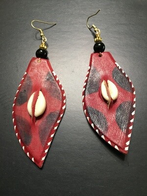 Red and Black leather earrings