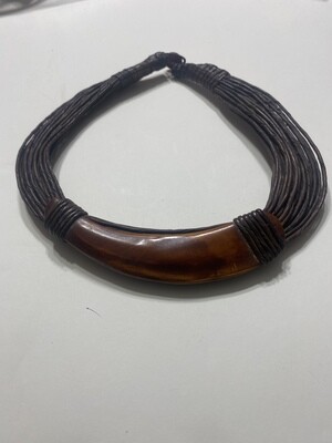 Leather and bone necklace