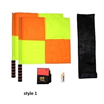 Soccer Referee Flag,Checkered Linesman Flags Set with Case，Metal Pole Foam Handle water Proof，Red Yellow Cards with Notebook and Pencil,Coach Stainless Steel Whistles with Lanyard 2Pcs (Style 3)
