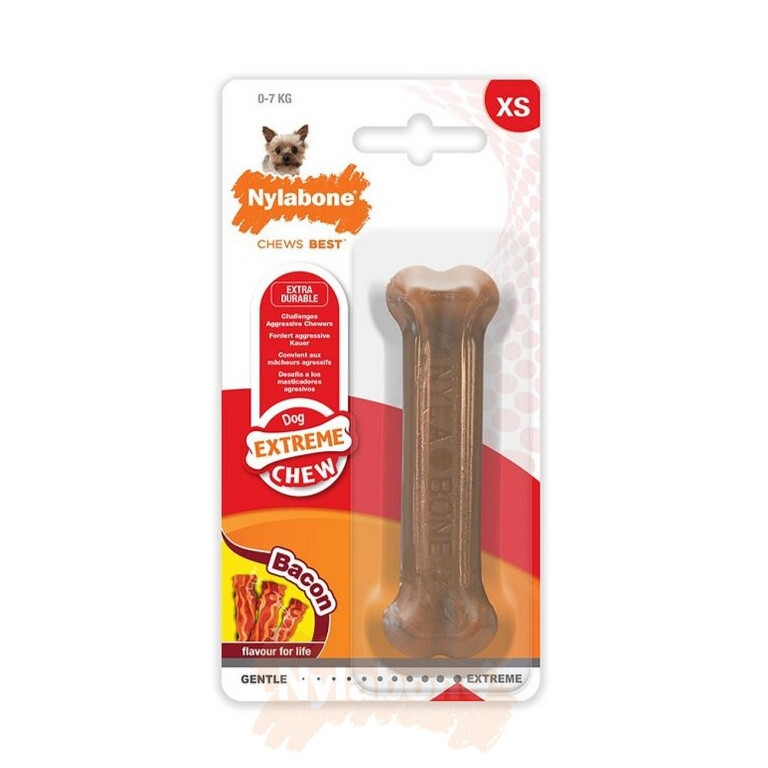 Os à mâcher Nylabone Extreme Bacon, Taille: XS