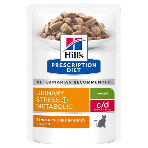 Hill's Prescription Diet Kat C/D Urinary Stress + Metabolic Maaltijdzakjes Hill's Prescription Diet Kat C/D Urinary Stress + Metabolic Maaltijdzakjes, Inhoud: Maaltijdzakjes 12 x 85 g