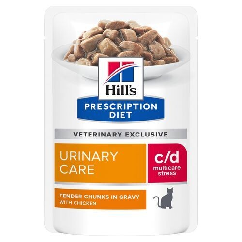 Hill's Prescription Diet Kat C/D Multicare Stress Maaltijdzakjes, Inhoud: Maaltijdzakjes Kip 12 x 85 g