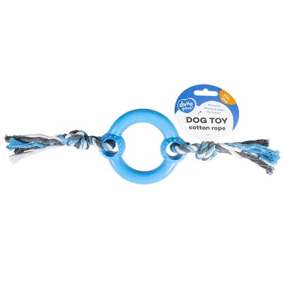 Duvo Knoop Katoen met Plastiek Trekring Blauw