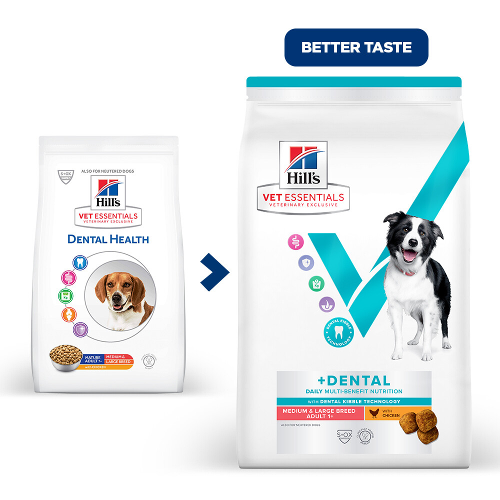 Hill's Vetessentials Multi-Benefit Dental Hond Adult 1+ Medium Large | Onderhoudsvoeding voor volwassen honden