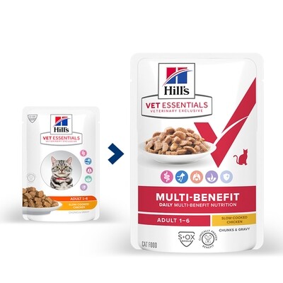 Hill's Vetessentials Multi-Benefit Kat Maaltijdzakjes Kip 12 x 85 g