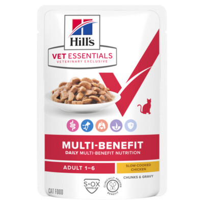Hill's Vetessentials Multi-Benefit Kat Maaltijdzakjes Kip 12 x 85 g
