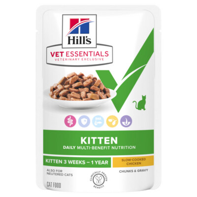 Hill's Vetessentials Multi-Benefit Chaton Sachets Repas Poulet 12 x 85 g