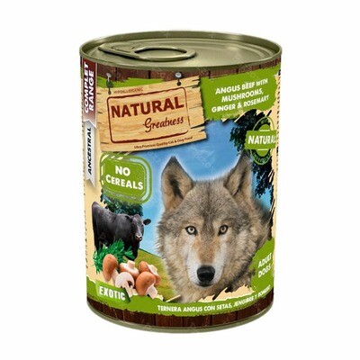 Natural Greatness Hond Angus Beef With Mushrooms, Ginger, Rosemary Exotic Blikje 400 g