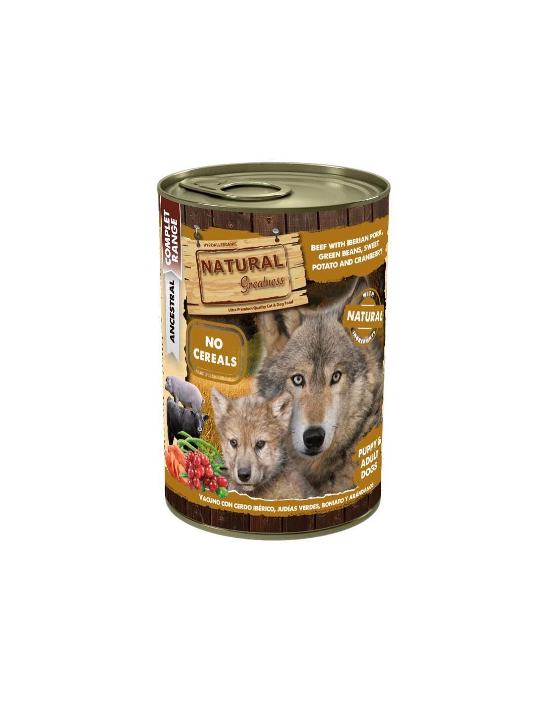 Natural Greatness Hond Beef With Iberian Pork, Green Beans And Sweet Potatoes Blikje 400 g