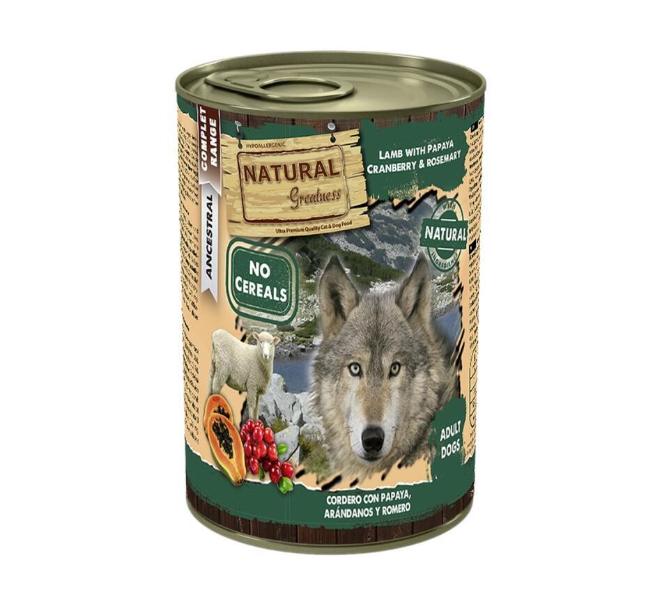 Natural Greatness Chien Lamb With Papaya, Cranberry And Rosemary Boîte 400 g