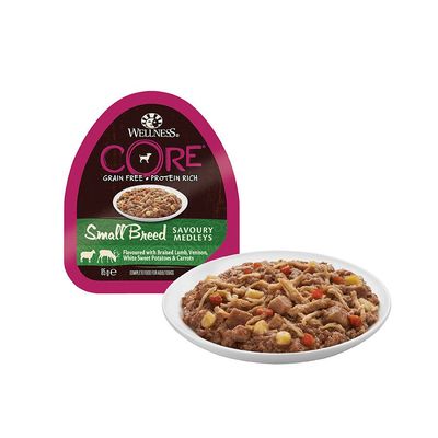 Wellness Core Hond Small Breed Savoury Medleys Lam, Hert, Zoete Aardappelen & Wortelen 85 g Wellness Core Hond Small Breed Savoury Medleys Lam, Hert, Zoete Aardappelen & Wortelen 85 g