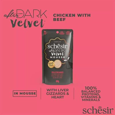 Schesir Dark Mousse Chat Poulet et Boeuf 80 g