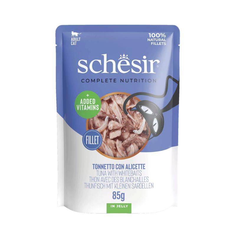 Schesir Maaltijdzakje Kat Tonijn en Ansjovis Gelatine 85 g Schesir Maaltijdzakje Kat Tonijn en Ansjovis Gelatine 85 g
