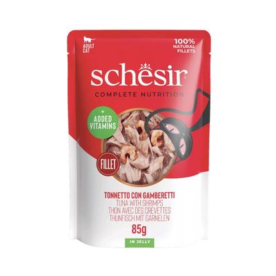Schesir Sachet Repas Chat Thon et Crevettes Gélatine 85 g Schesir Sachet Repas Chat Thon et Crevettes Gélatine 85 g