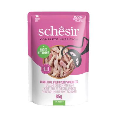 Schesir Sachet Repas Chat Thon et Poulet et Jambon Gélatine 85 g Schesir Sachet Repas Chat Thon et Poulet et Jambon Gélatine 85 g