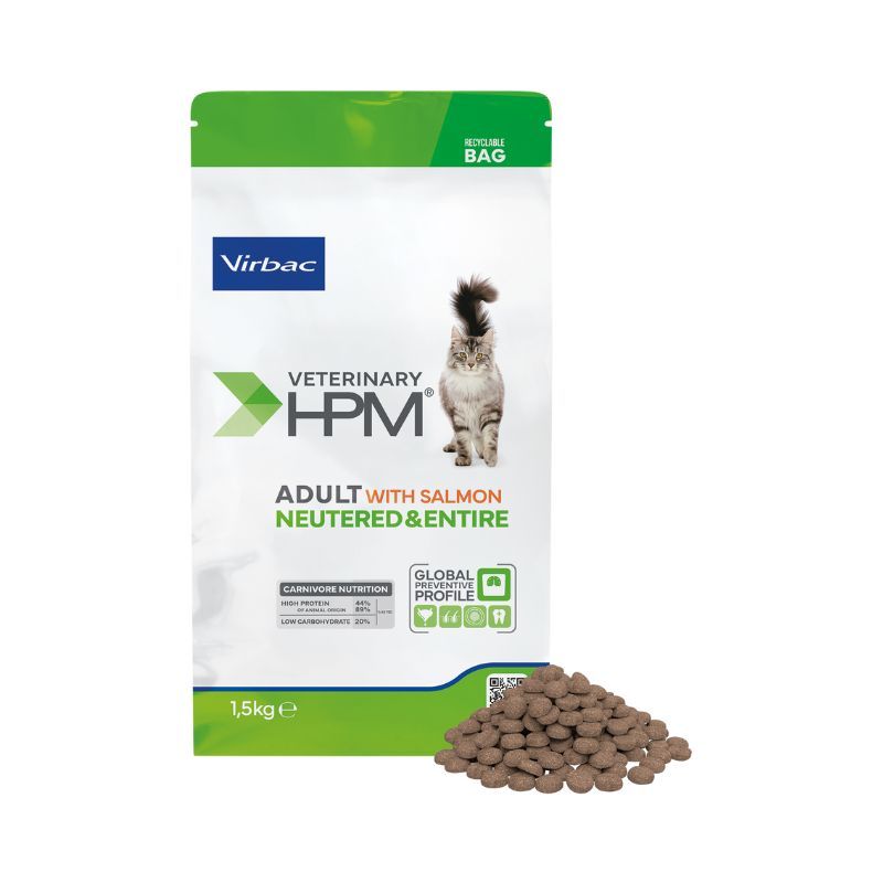 Virbac Veterinary HPM Adulte Chat Stérilisé, Contenu: Croquettes 1.5 Kg saumon