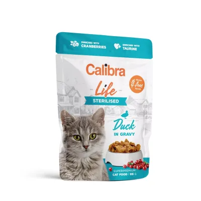 Calibra Cat Life Sterilised Duck Pouch 28x85 gr Calibra Cat Life Sterilised Duck Pouch 28x85 gr