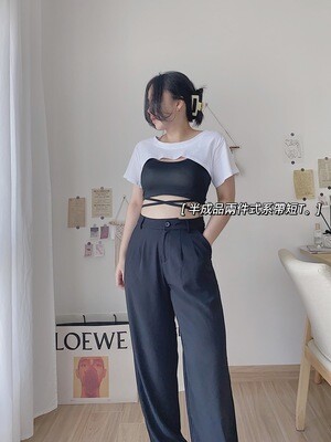 Semi Two-Piece Crop Top | 半成品两件式系带短T Semi Two-Piece Crop Top | 半成品两件式系带短T