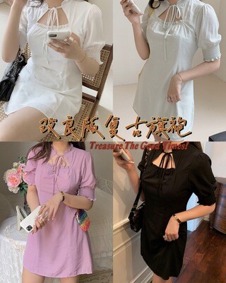 Retro Cheongsam Dress | 优雅复古改良版旗袍连衣裙 Retro Cheongsam Dress | 优雅复古改良版旗袍连衣裙