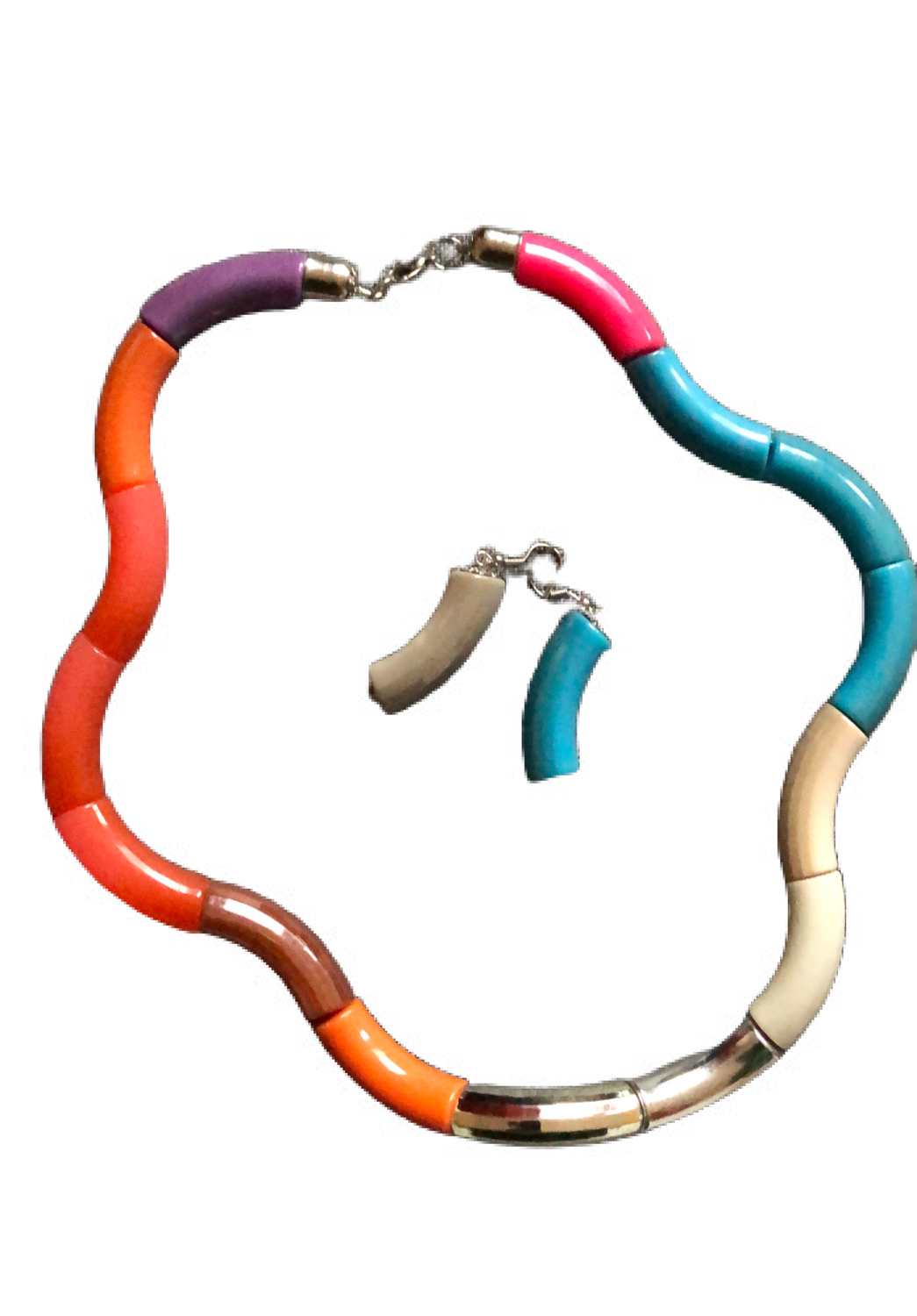 Multi color set necklace & earrings