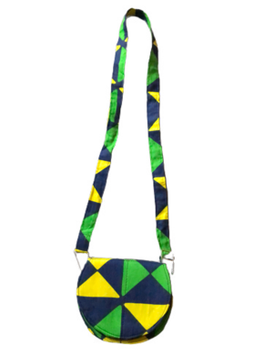 Yellow, blue, green African design handbag