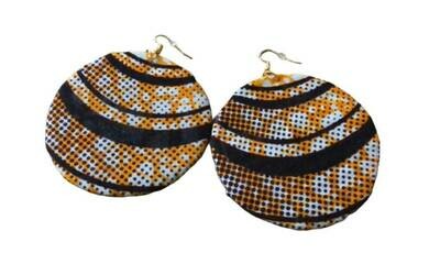 Yellow and black African print earrings