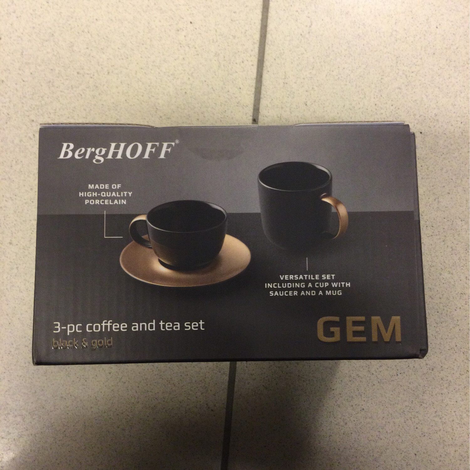Berghoff 3pc Coffee And Tea Set Black & Gold Gem