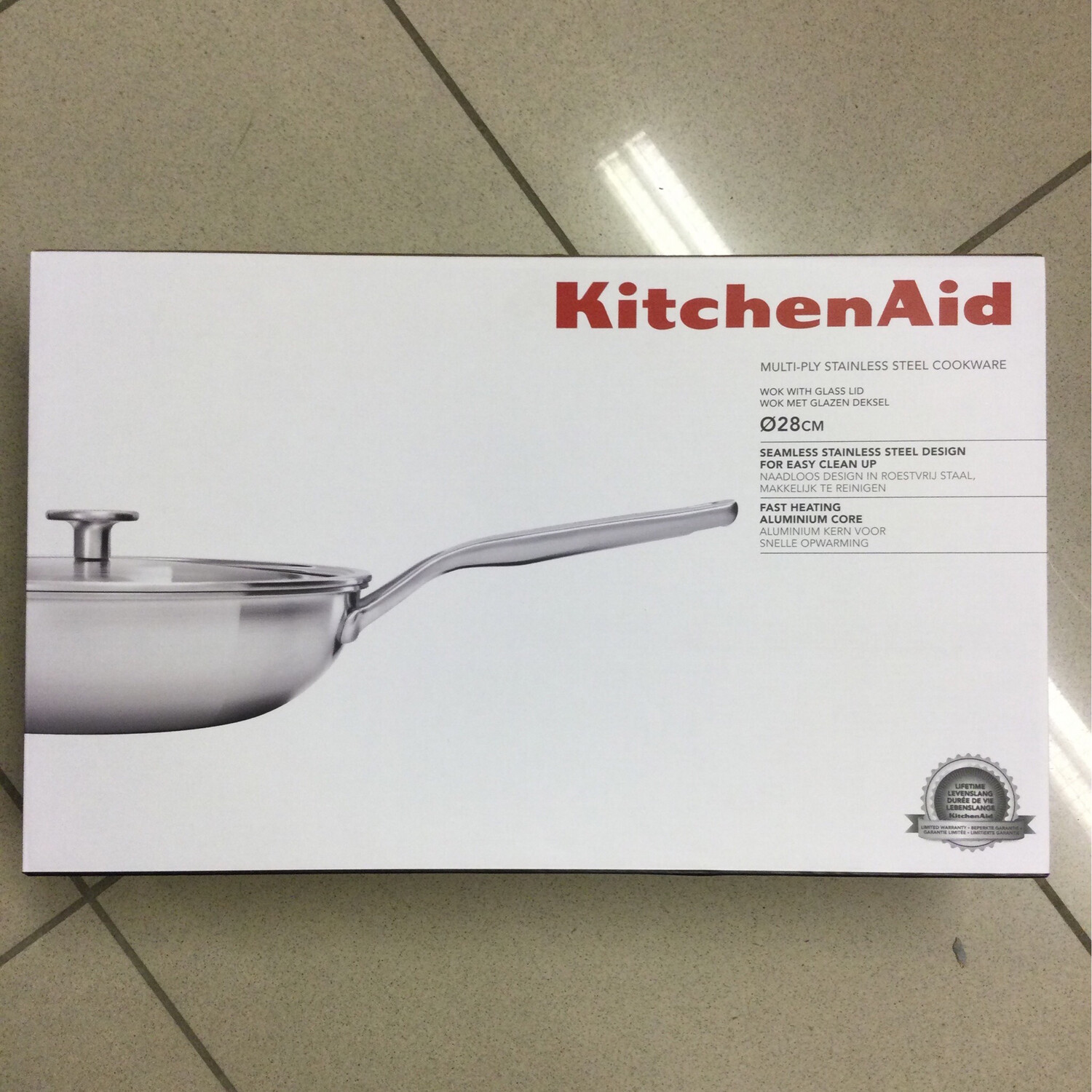 KITCHENAID Multi-ply Stainless Steel Wok With Glass Lid